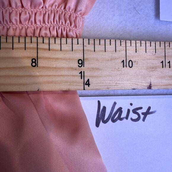 Vintage y2k IZ Byer medium crochet coquette cottage pink peach flutter babydoll - Picture 6 of 10